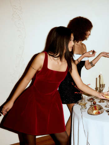 Red Velvet Bow Mini Dress