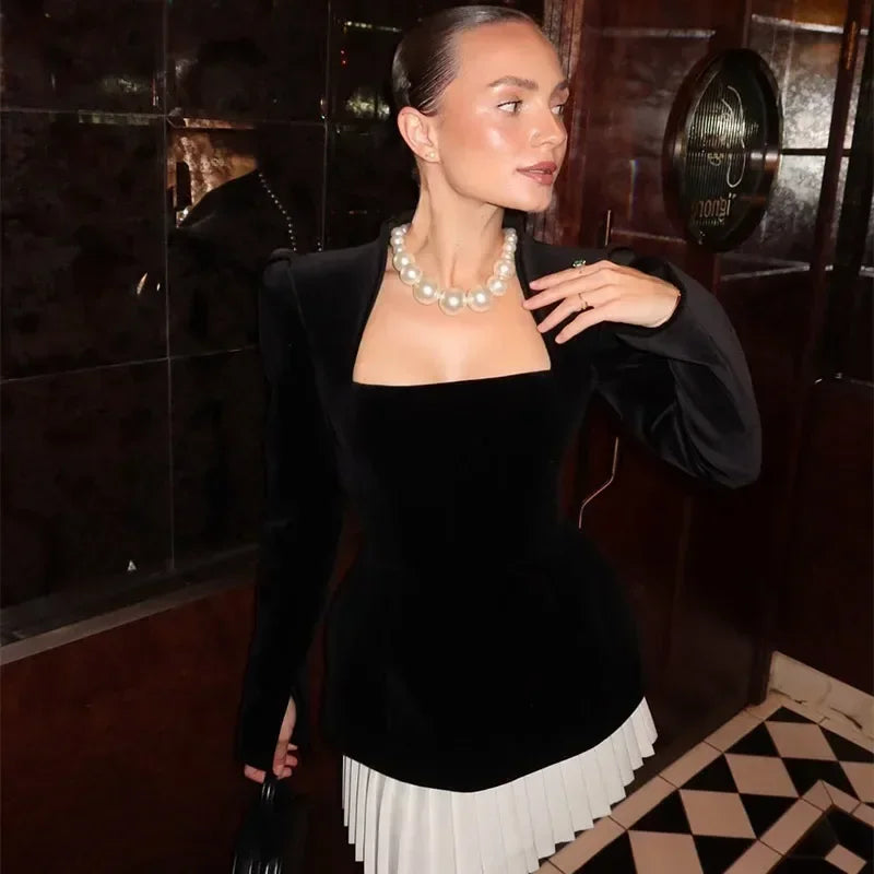 Berry Red Velvet Mini Dress