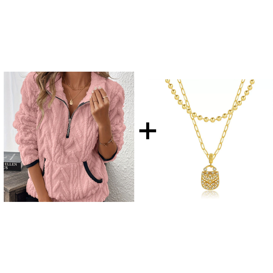 Flauschiges Sweatshirt mit halbem Reißverschluss 🍂 | Wolkenweich + geräumige Taschen – Bequem für den Alltag/die Lounge