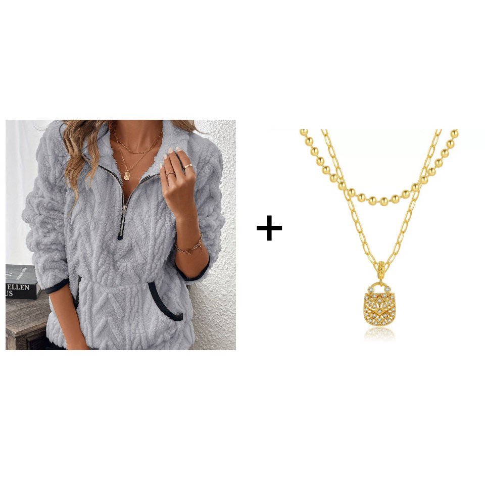 Flauschiges Sweatshirt mit halbem Reißverschluss 🍂 | Wolkenweich + geräumige Taschen – Bequem für den Alltag/die Lounge