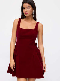 Red Velvet Bow Mini Dress