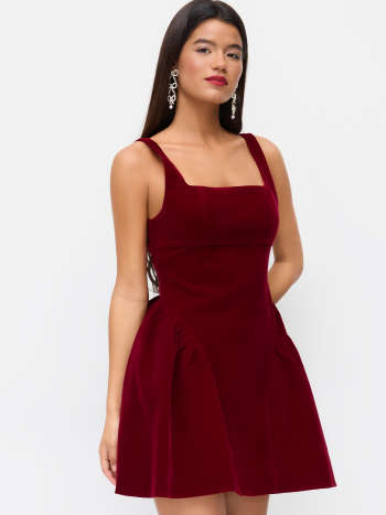 Red Velvet Bow Mini Dress