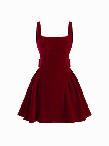 Red Velvet Bow Mini Dress