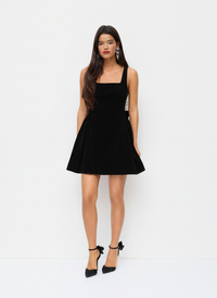 Red Velvet Bow Mini Dress