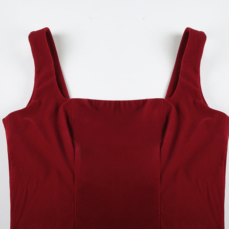 Red Velvet Bow Mini Dress