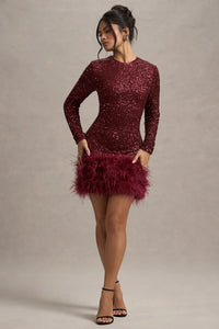 Sequined Feather Mini Dress
