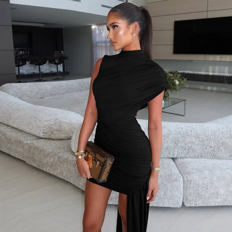 Draped Hem Mini Dress