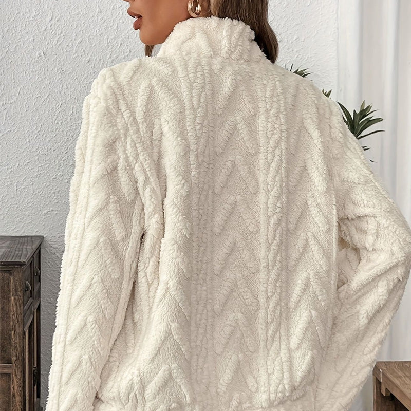 Flauschiges Sweatshirt mit halbem Reißverschluss 🍂 | Wolkenweich + geräumige Taschen – Bequem für den Alltag/die Lounge
