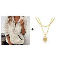 Flauschiges Sweatshirt mit halbem Reißverschluss 🍂 | Wolkenweich + geräumige Taschen – Bequem für den Alltag/die Lounge