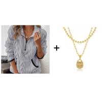 Flauschiges Sweatshirt mit halbem Reißverschluss 🍂 | Wolkenweich + geräumige Taschen – Bequem für den Alltag/die Lounge