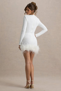 Sequined Feather Mini Dress