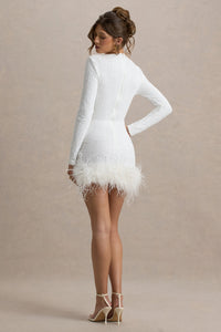 Sequined Feather Mini Dress