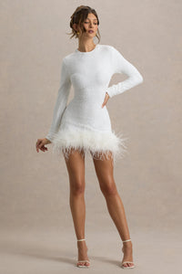 Sequined Feather Mini Dress