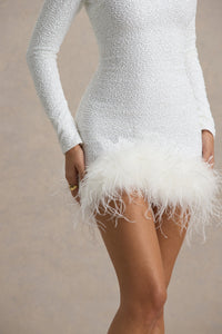 Sequined Feather Mini Dress