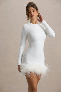 Sequined Feather Mini Dress